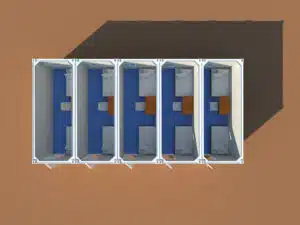 Modular shower units made from shipping container