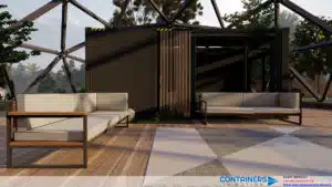 Container home in geodesic dome