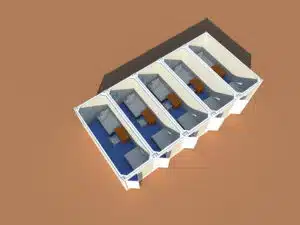 Modular shower units made from shipping container