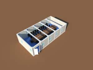 Modular shower units made from shipping container