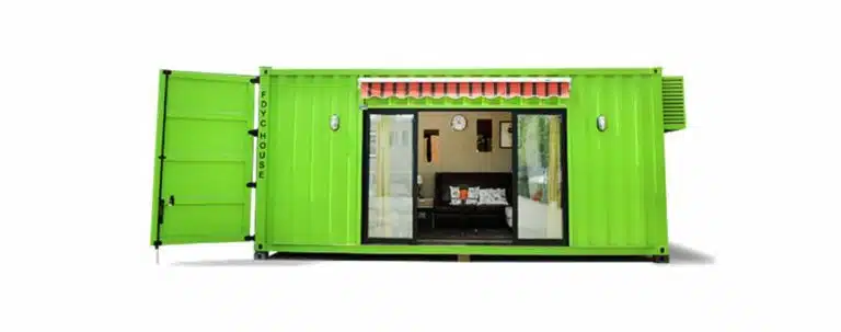 Customizable container home with sliding glass door
