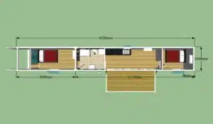 2 bedroom residential container home floor plan